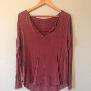 American Eagle Burgundy Long Sleeve, Soft & Sexy